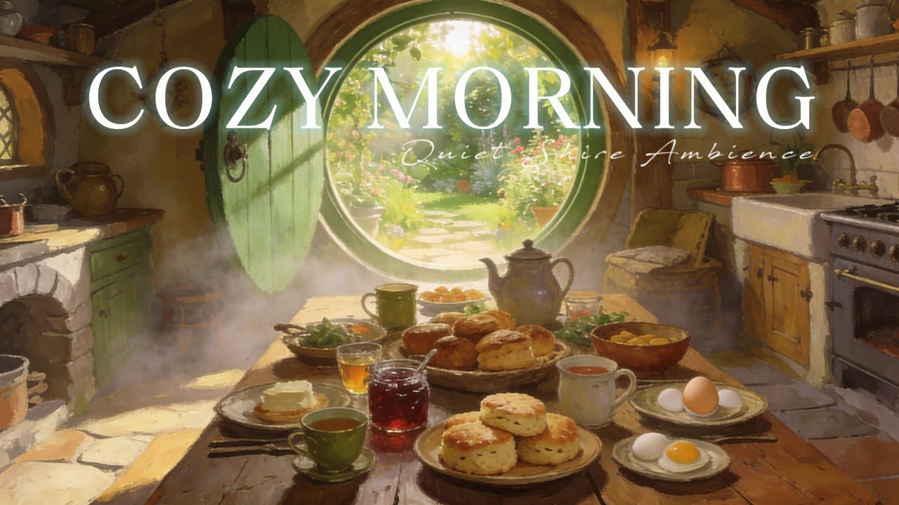 Breakfast in the Shire 🥐 Cozy Hobbit Kitchen Ambience | Happy Morning Jazz & Folk
