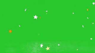 Stars Falling While Raining On Green Screen Background