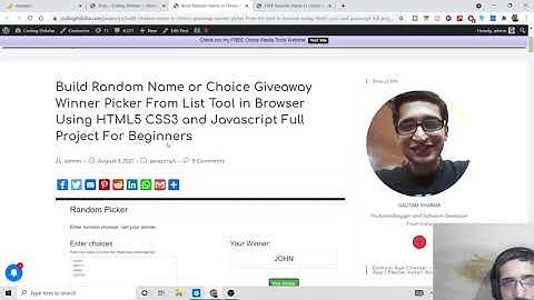 Build Random Name or Choice Giveaway Winner Picker From List Tool in Browser Using HTML & Javascript