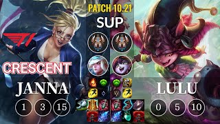 T1 Crescent Janna vs Lulu Sup - KR Patch 10.21