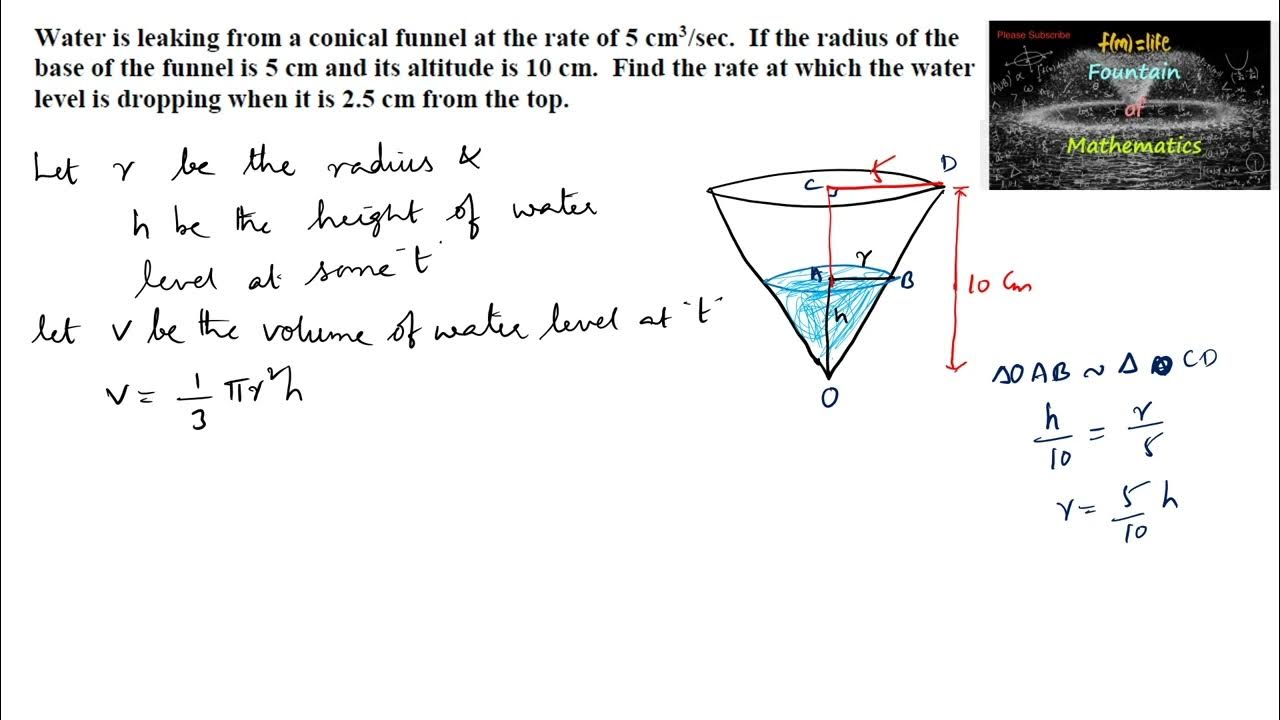Water is leaking from a conical funnel at 5cm^3/secClass 12MathsMCQChennaiSahodayaset 2