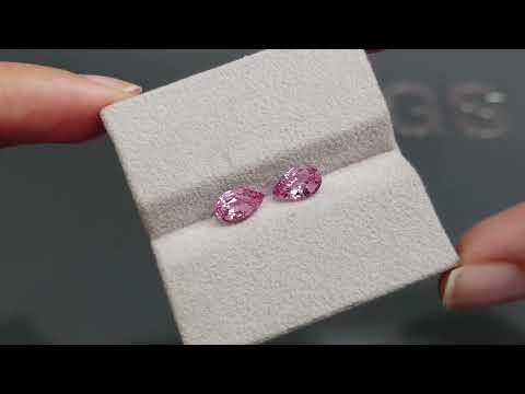 Pair of pink spinels in pear cut 1.78 carats, Tajikistan Video  № 2