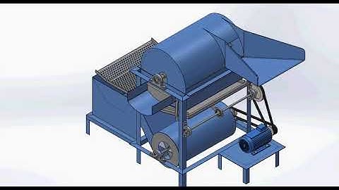 typical small scale crop threshing machine. Solid model animation