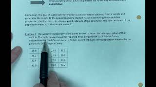 Point Estimate for a Population Mean