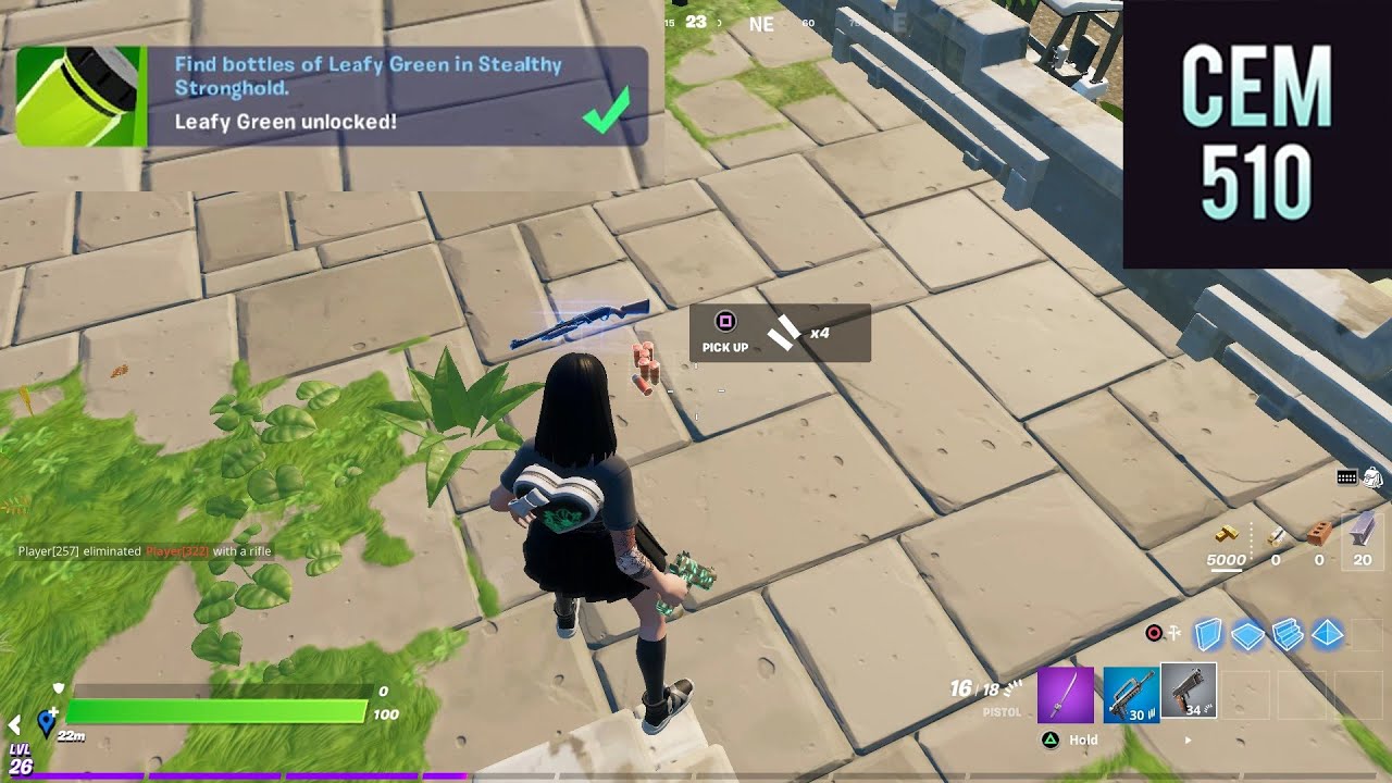Find Bottles Of Leafy Green In Stealthy Stronghold Find bottles of Leafy Green in Stealthy Stronghold Fortnite Color