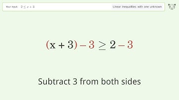 Solving Linear Inequalities: 2 is Smaller Than or Equal to x+3
