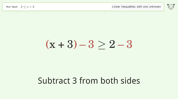 Solving Linear Inequalities: 2 is Smaller Than or Equal to x+3