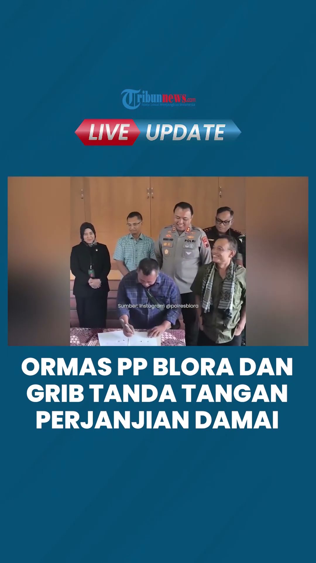 Perseteruan Pemuda Pancasila Blora Vs GRIB Berakhir Rujuk, Kedua Belah Pihak Tandatangan Surat Damai