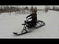 Катаем по снегу на Custom Snowbike Motoland RT200. Жудкое колесо Devastator с шипами на минибайк.