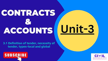Contracts & Accounts || Unit-3 || Lecture-1 || Tender Definition, necessity & its types