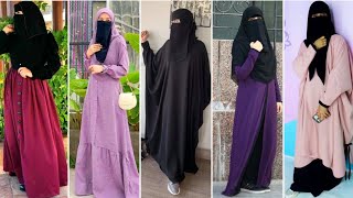 تنسيقات ملابس قمة الروووعه⭐|جديد ملابس اسلاميه انيقه|ملابس منقبات🌺