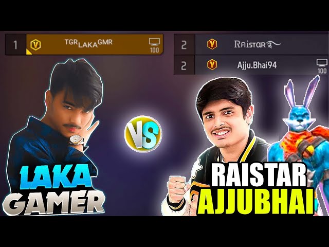 Raistar & Ajjubhai vs Laka Gamer😱 Ajjubhai & Raistar Fan Challenge Me 1 vs 2😡 Garena free fire class=