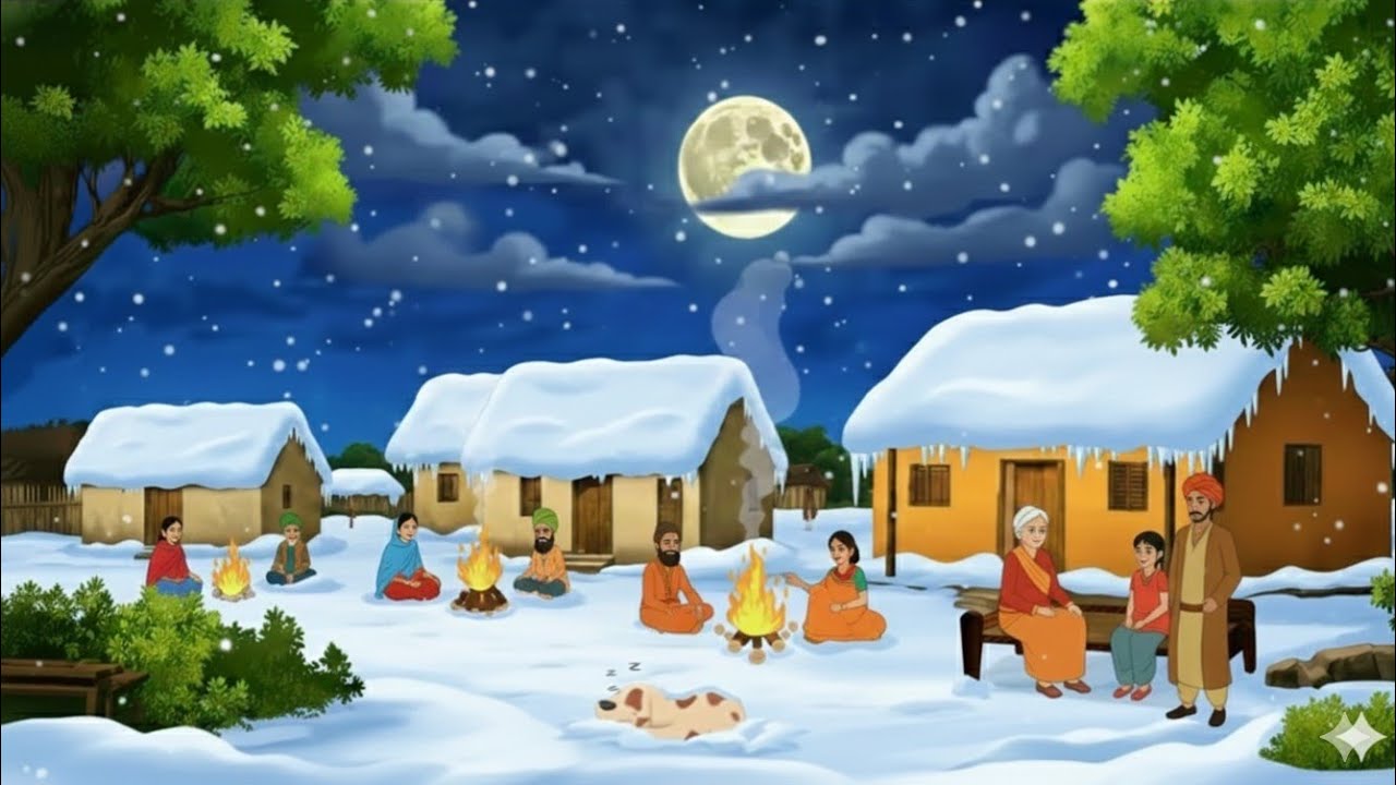 बारिश की करकराती ठंड। gao ki thand।  | cartoon | moral story | Hindi kahaniyan। horror  story