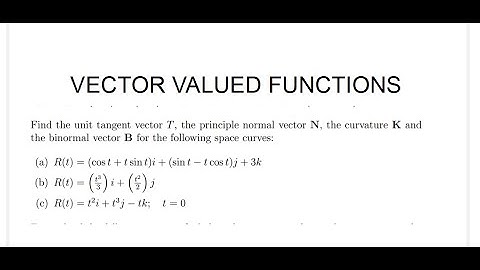 unit tangent vector T, principle normal vector N,  curvature K & the binormal vector B:
