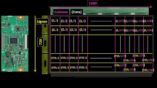 Organization of the pixels in LCD screen and the different circuits of their control from the TCON