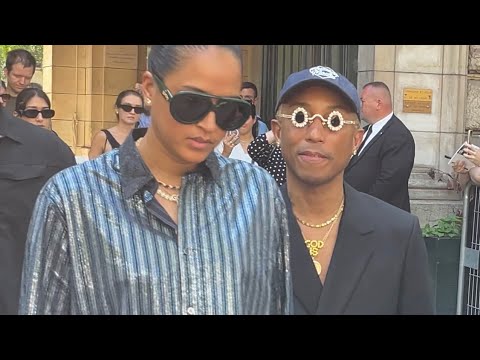 PHARRELL WILLIAMS AND HIS FAMILY AT DIOR KENZO AND LOEWE SPRING SUMMER 2024 SHOWS