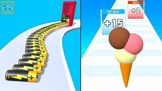 Battery Run vs Ice Cream Rush ✦ ASMR Gameplay Android iOS • 2048 Number Merge Race Games