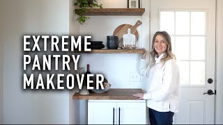 Extreme Pantry Makeover - DIY Floating Shelves and Finishing The Cabinet [Part 2]