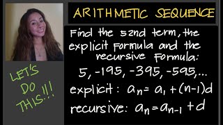 ALGEBRA: ARITHMETIC SEQUENCE|EXPLICIT&RECURSIVE FORMULAS by Jane Maciejewski(@janepmaciejewski2023 )