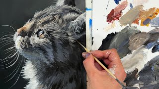 Realistic Kitten Acrylic Painting Tutorial in REAL TIME