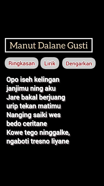 lirik lagu #lyrics Manut Dalane Gusti