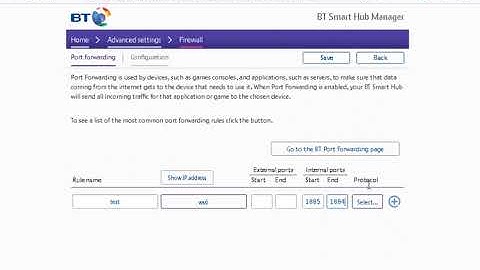 Set up Port Forwarding on a BT Home Hub 6