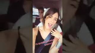 Tini Con Su Papá  y Pancho Cantando Te Quiero Más En El Auto - Instagram