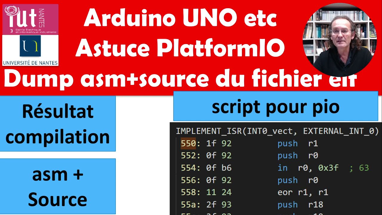 Astuce PlatformIO : Script pour désassembler l'exécutable ELF d'un projet Arduino UNO (source+asm)