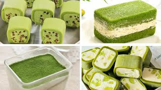 Satisfying Relaxing Video|🧃🍵🥝🍸Videos With Bold Green Flavors - Green Tea Ice Cream, Sponge Cake|Asmr