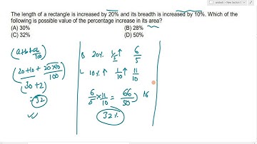The length of a rectangle is increased by 20% and its breadth is increased by 10%