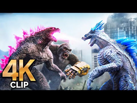 Godzilla &amp; Kong Vs Shimo &amp; Skar King - Fight Scene | GODZILLA X KONG THE NEW EMPIRE Movie CLIP 4K