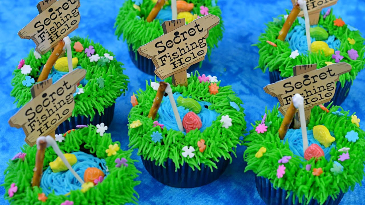 Secret Fishing Hole Devil's Food Cupcakes: How to Decorate Cupcakes:  Dessert Recipes 