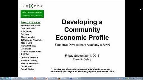 Developing an Economic Profile