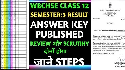 Wbchse class 12 semester 3 answer key published//ans key Sen 3 wbchse exam 2025//review and scrutiny