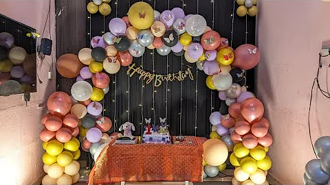 Easy birthday decoration at home | floral balloon decoration unique birthday decoration