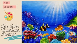 Underwater Seascape Painting | Corals Deep Blue Sea Painting | Step by Step for Beginners in Acrylic