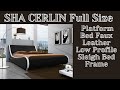 Sha cerlin full size platform bed faux leather low profile sleigh bed frame