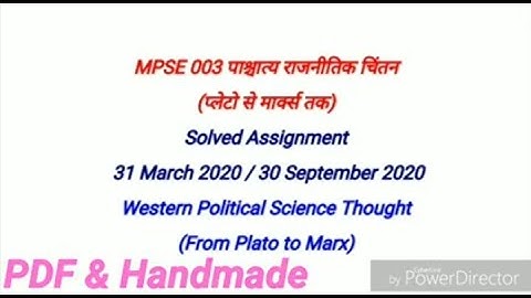 MPSE 003 Solved Assignment 2020 | MPSE003 Western Political Thought Solved Assignment | MPSE03 Ignou