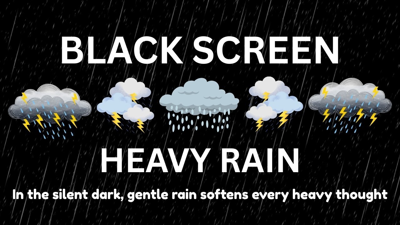 Powerful Heavy Rain & Rolling Thunder | BLACK SCREEN | Deep Restful Sleep