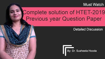 A complete solution with explanation of HTET 2019| most Expected questions HTET 2021| TGT|DSSSB
