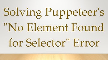 Solving Puppeteer