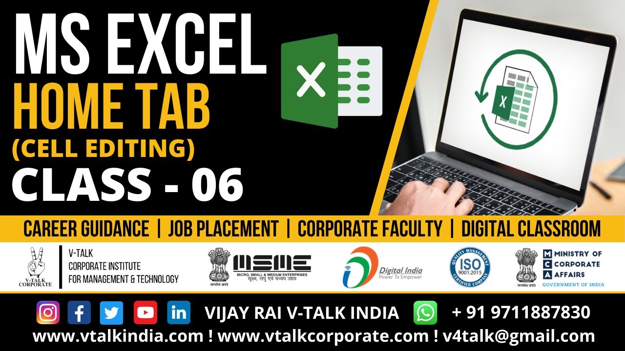 How to Use Home Tab in MS Excel | Excel Tutorial for beginners in Hindi ...