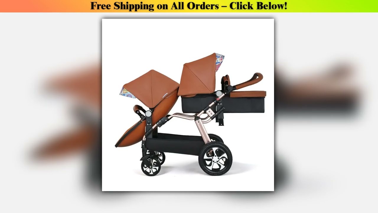 2025 New Twin baby strollers,Eggshel Double baby strollers,Luxury leather baby carriage,portable