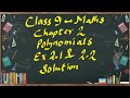 Class 9 Maths chapter 2 Polynomials, exercise 2.1& 2.2