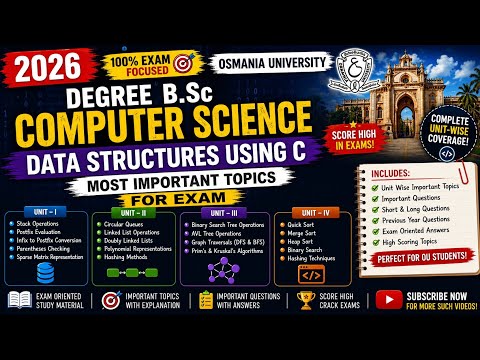 Degree 2nd sem B.Sc Computer science|Data structures using C|Most Important topics| OU| 2026
