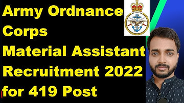 Army Ordnance Corps AOC Material Assistant MA Recruitment 2022 Apply Online for 419 Post