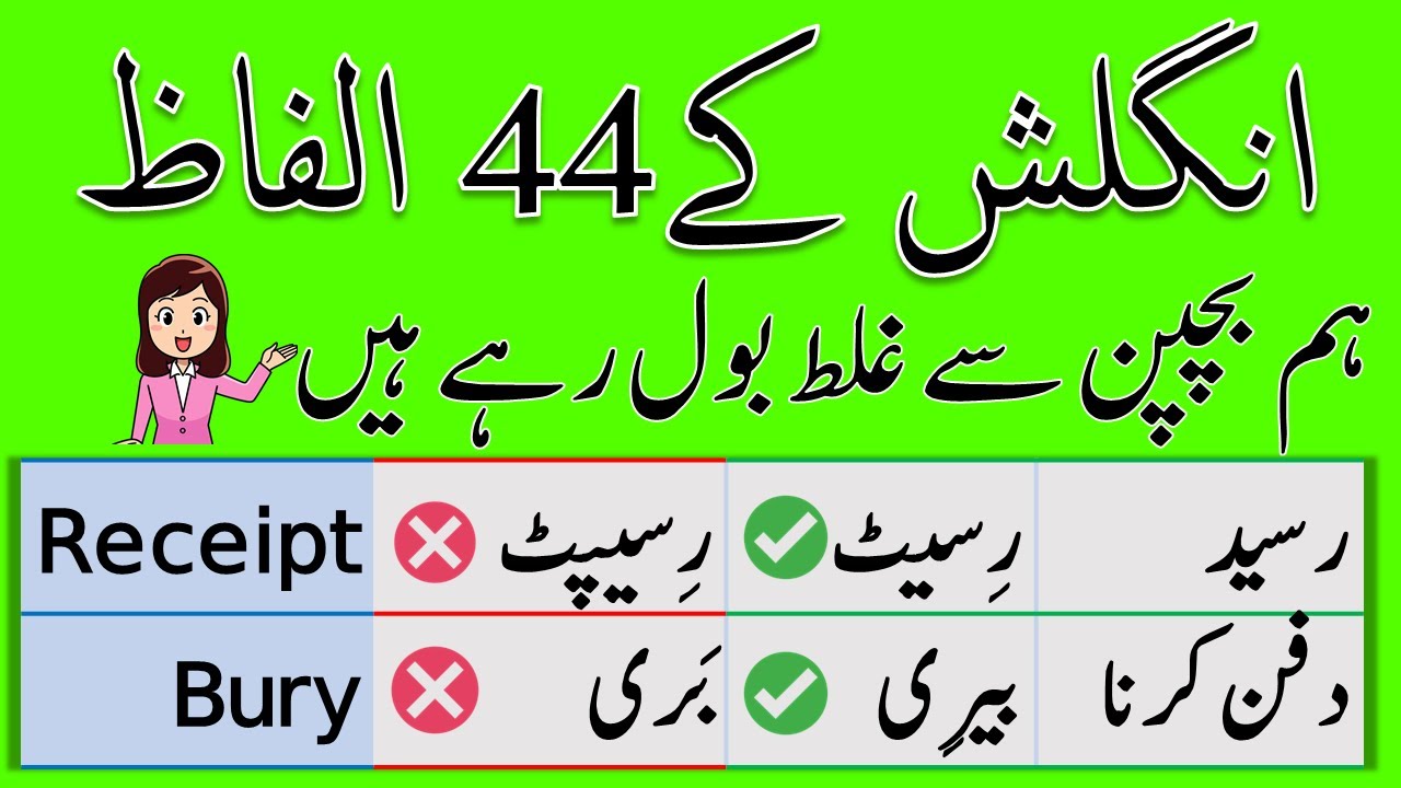 44 Wrongly Pronounced English Words With Urdu Meanings AQEnglishOfficial YouTube