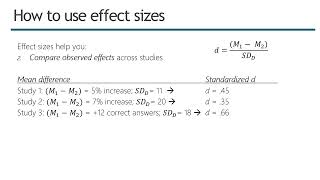 What are effect sizes and how to use them