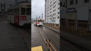 南富山駅　デ7000形発車　デ9000形到着