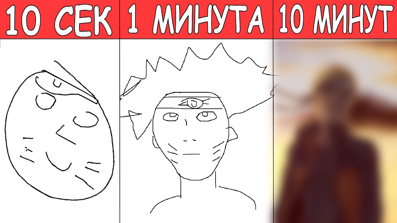 Нарисуй за 10 минут. Наруто за 10 минут. Наруто за 10 секунд. Что нарисовать за 1 минуту. Нарисуй за 10 секунд.